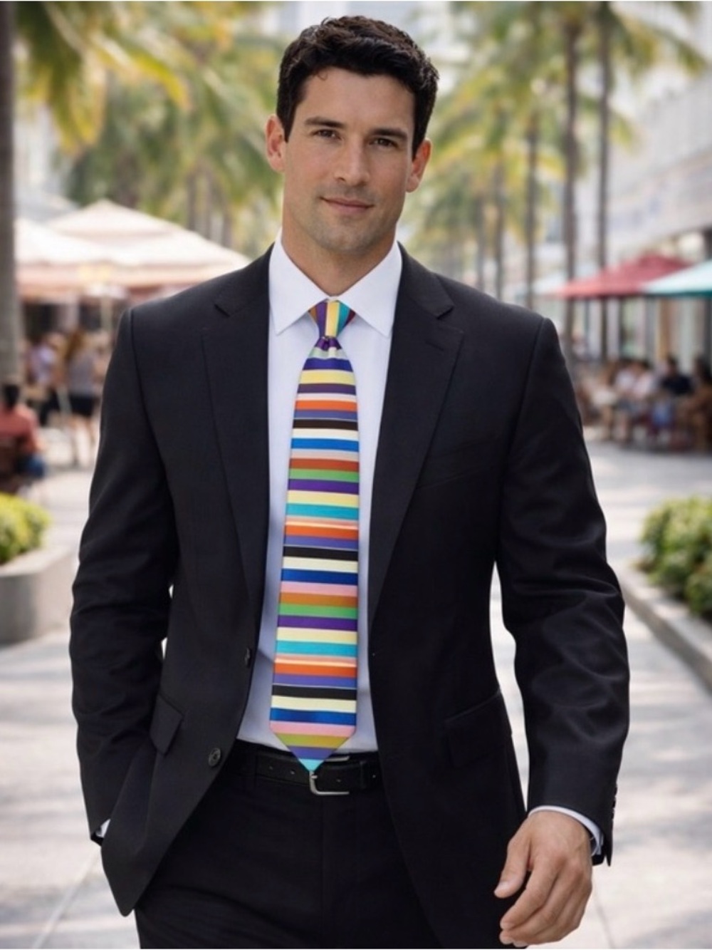 Gene Meyer Retro Multicolor Striped Men's Tie